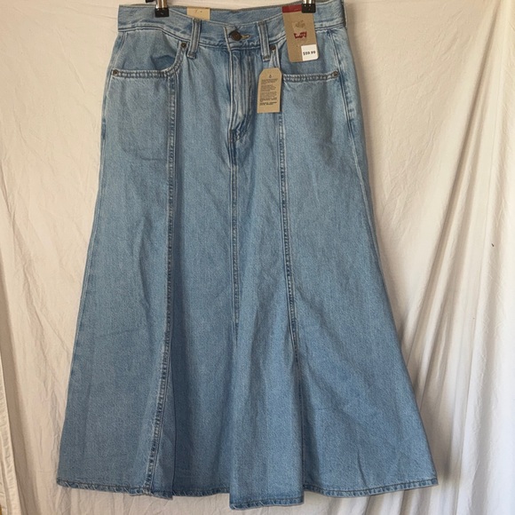 Levi's Denim - Levi's Light Blue Flared Denim Maxi Skirt
